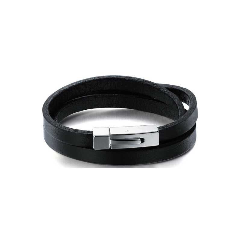 Trojitý hladký kožený náramek Leather Troli