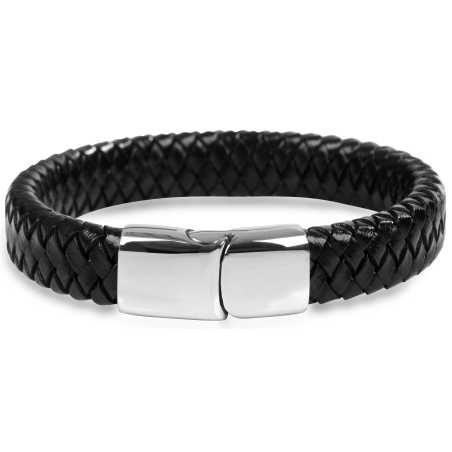 Pánský proplétaný náramek z černé kůže Leather Troli