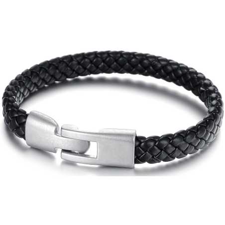 Černý pánský náramek z proplétané kůže Leather Troli