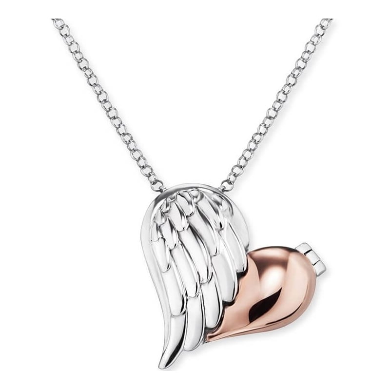 Stříbrný bicolor náhrdelník Medailonek srdce s křídlem ERN-WITHLOVE-2B Engelsrufer