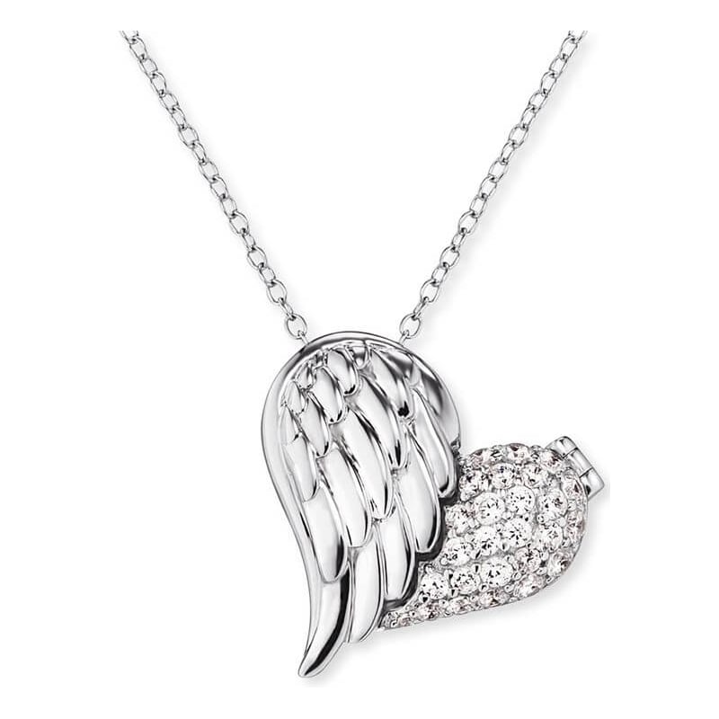 Stříbrný náhrdelník Medailonek srdce s křídlem a zirkony ERN-WITHLOVE-2Z Engelsrufer