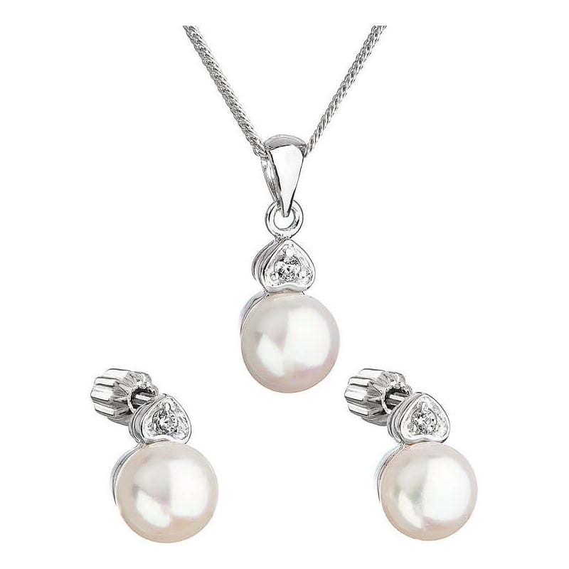 Perličková sada se zirkony Pavona 29001.1 bílá (náušnice, řetízek, přívěsek) Evolution Group