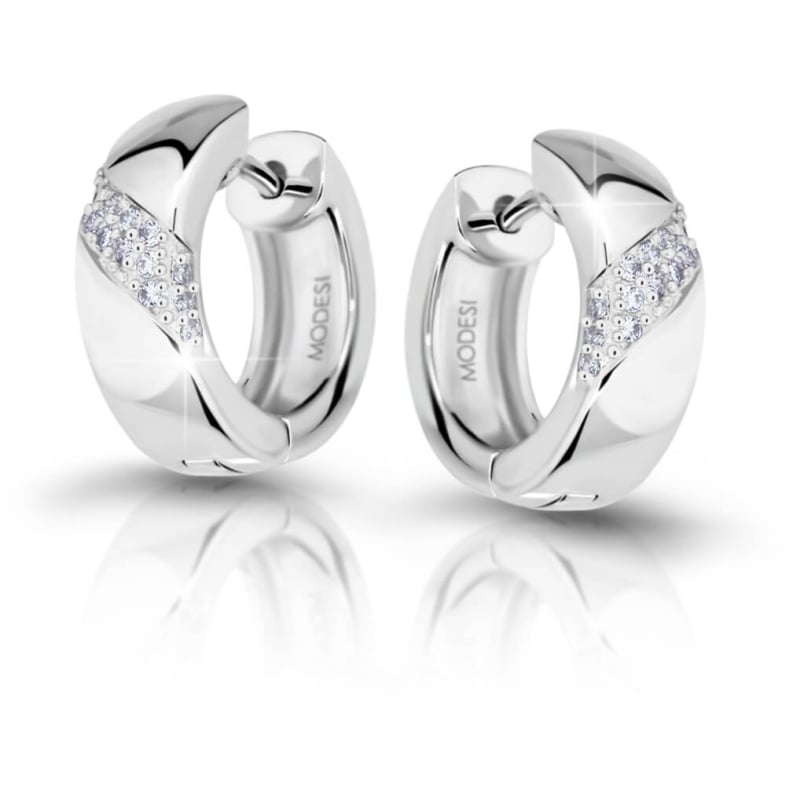 Stříbrné náušnice kroužky se zirkony M23037 Modesi Stříbrné náušnice kroužky se zirkony M23037 Modesi