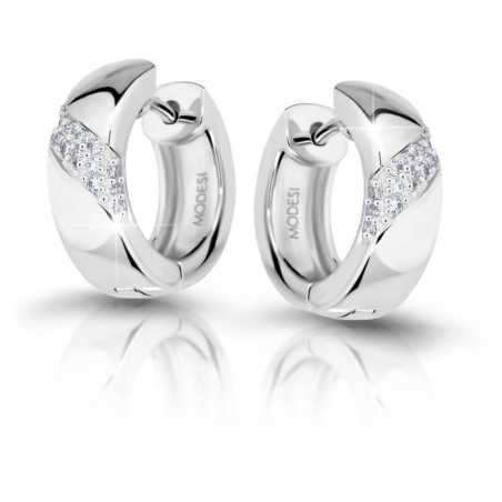 Stříbrné náušnice kroužky se zirkony M23037 Modesi