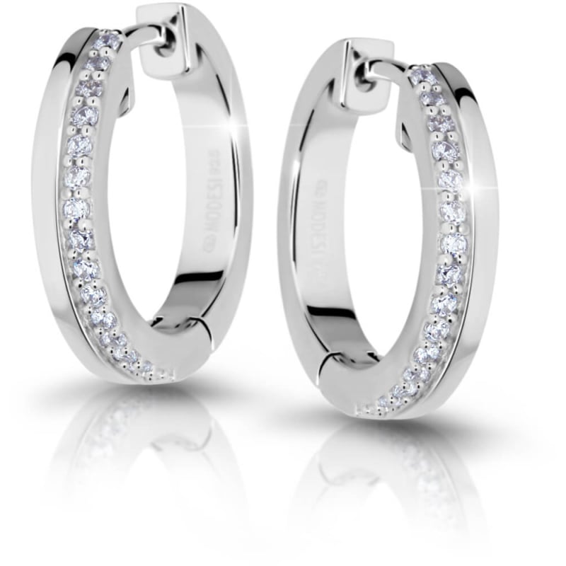 Stříbrné náušnice kroužky se zirkony M23040 Modesi Stříbrné náušnice kroužky se zirkony M23040 Modesi