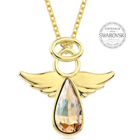 Pozlacený náhrdelník s třpytivým krystalem Angel Rafael Levien