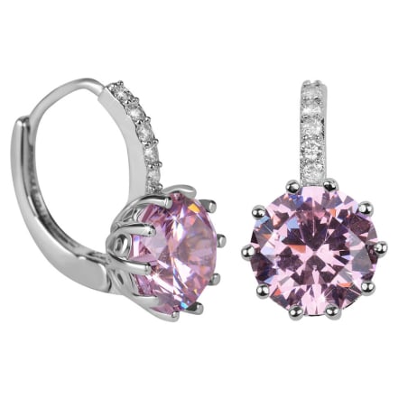 Třpytivé náušnice s růžovým krystalem Troli