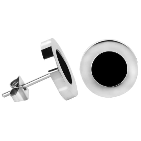 Ocelové náušnice s černým středem Steel Troli