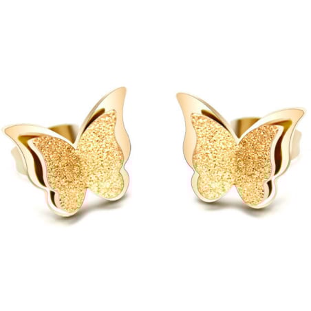 Pozlacené motýlí náušnice Metal Butterfly KES-048-GOLD Troli