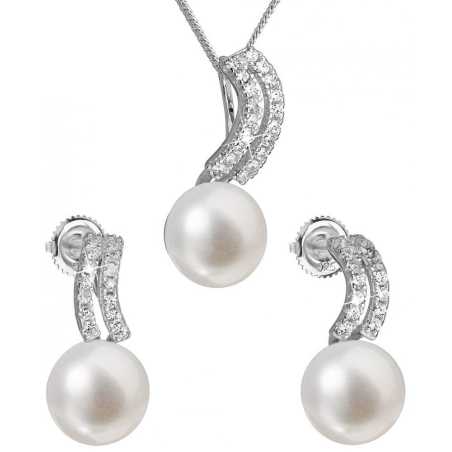 Souprava stříbrných šperků s pravými perlami Pavona 29037.1 (náušnice, řetízek, přívěsek) Evolution Group