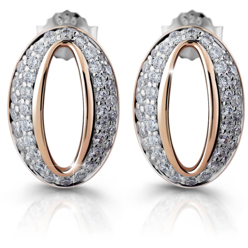 Elegantní bronzové náušnice ze stříbra se zirkony M25007 Modesi Elegantní bronzové náušnice ze stříbra se zirkony M25007 Modesi