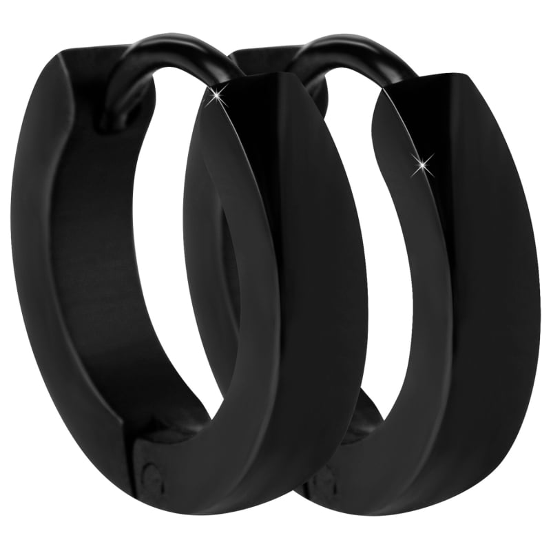 Černé ocelové náušnice kroužky Troli