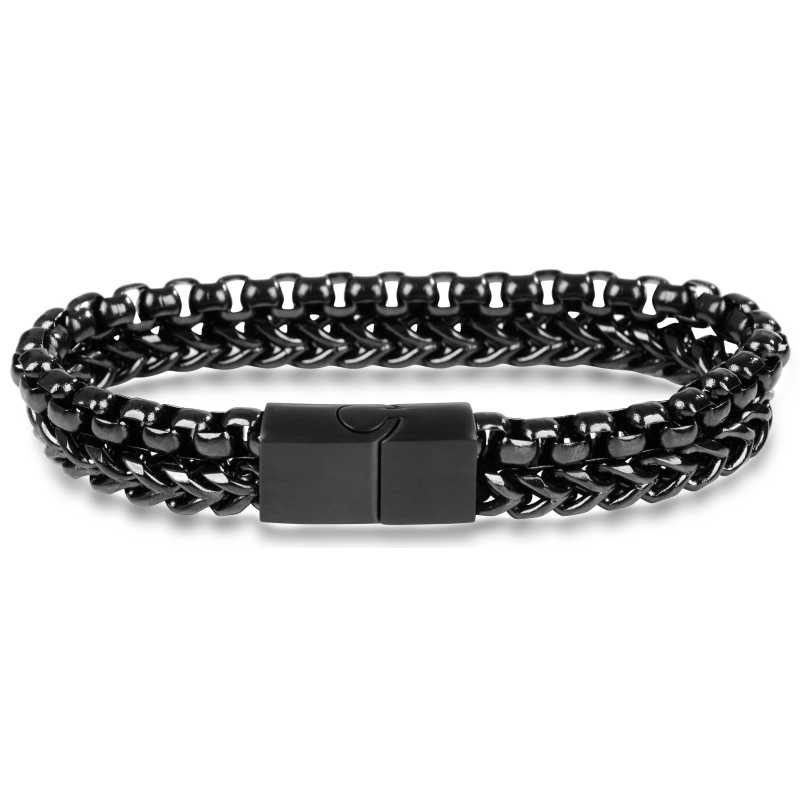 Pánský černý ocelový náramek Troli
