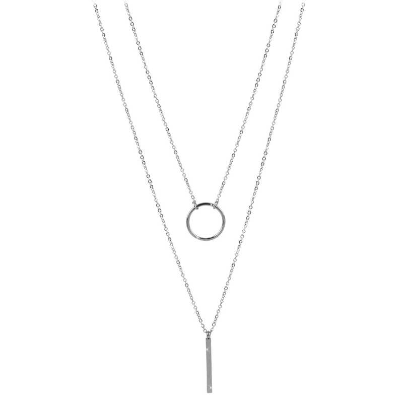 Dvojitý náhrdelník se stylovými přívěsky z oceli Troli Dvojitý náhrdelník se stylovými přívěsky z oceli Troli
