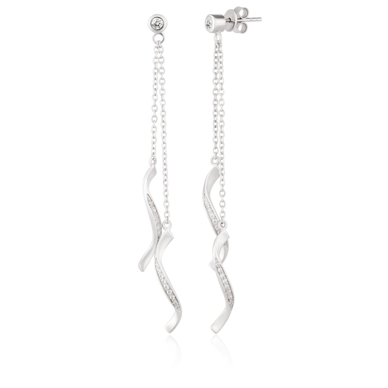 Dlouhé stříbrné náušnice se zirkony M23053 Modesi Dlouhé stříbrné náušnice se zirkony M23053 Modesi