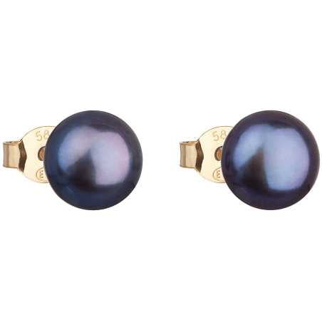 Zlaté náušnice pecky s pravými perlami Pavona 921042.3 peacock Evolution Group