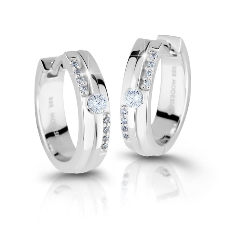 Třpytivé stříbrné náušnice se zirkony M26021 Modesi Třpytivé stříbrné náušnice se zirkony M26021 Modesi