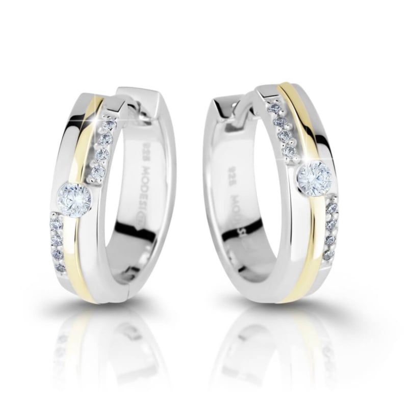 Bicolor stříbrné náušnice se zirkony M26024 Modesi Bicolor stříbrné náušnice se zirkony M26024 Modesi