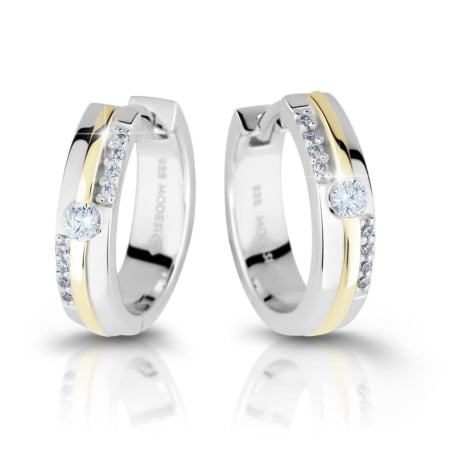 Bicolor stříbrné náušnice se zirkony M26024 Modesi