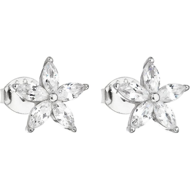 Stříbrné náušnice se zirkonem bílá kytička 11069.1 Evolution Group Stříbrné náušnice se zirkonem bílá kytička 11069.1 Evolution Group
