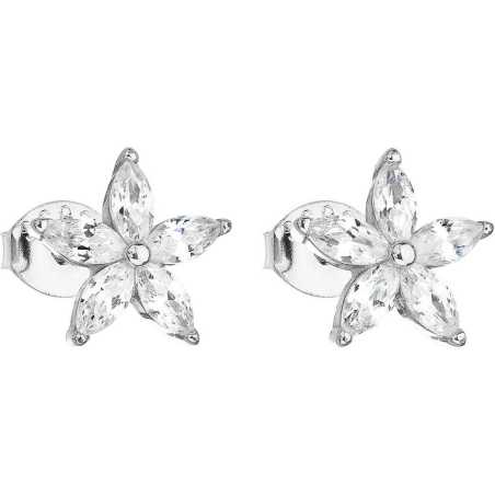 Stříbrné náušnice se zirkonem bílá kytička 11069.1 Evolution Group