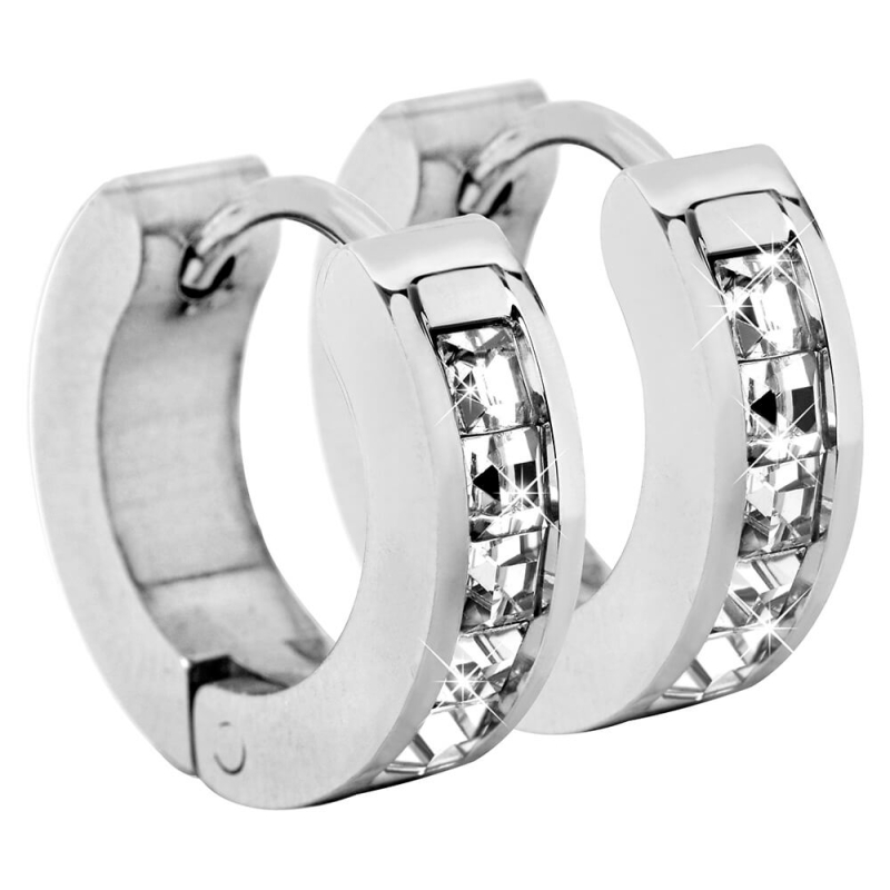 Ocelové náušnice kroužky s krystaly Troli Ocelové náušnice kroužky s krystaly Troli