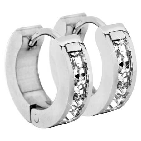 Ocelové náušnice kroužky s krystaly Troli