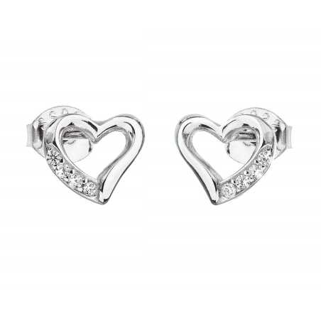 Stříbrné náušnice se zirkonem Srdce 11071.1 Evolution Group