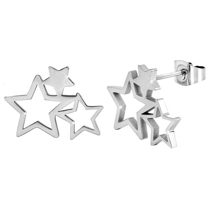 Ocelové náušnice se třemi hvězdičkami Troli Ocelové náušnice se třemi hvězdičkami Troli