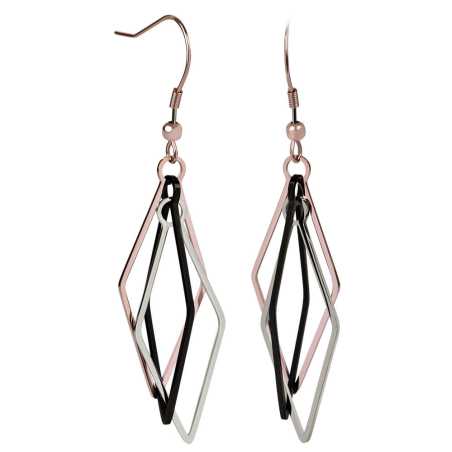 Tříbarevné ocelové náušnice Troli