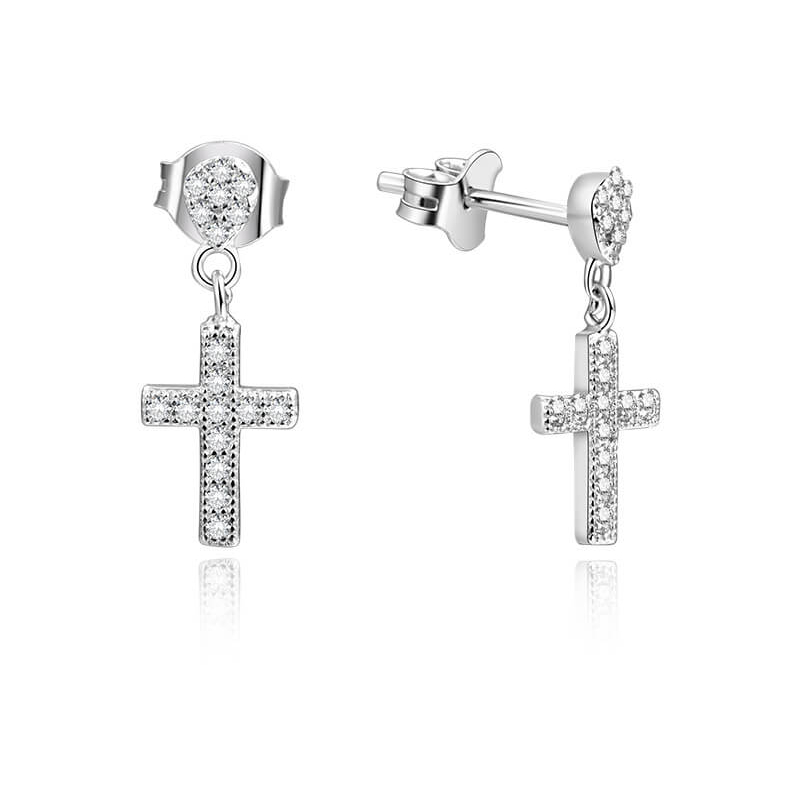 Stříbrné náušnice křížky s kamínky AGUP1176 Beneto Stříbrné náušnice křížky s kamínky AGUP1176 Beneto