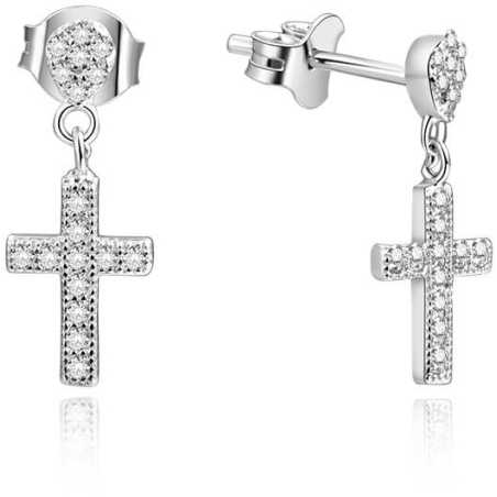 Stříbrné náušnice křížky s kamínky AGUP1176 Beneto