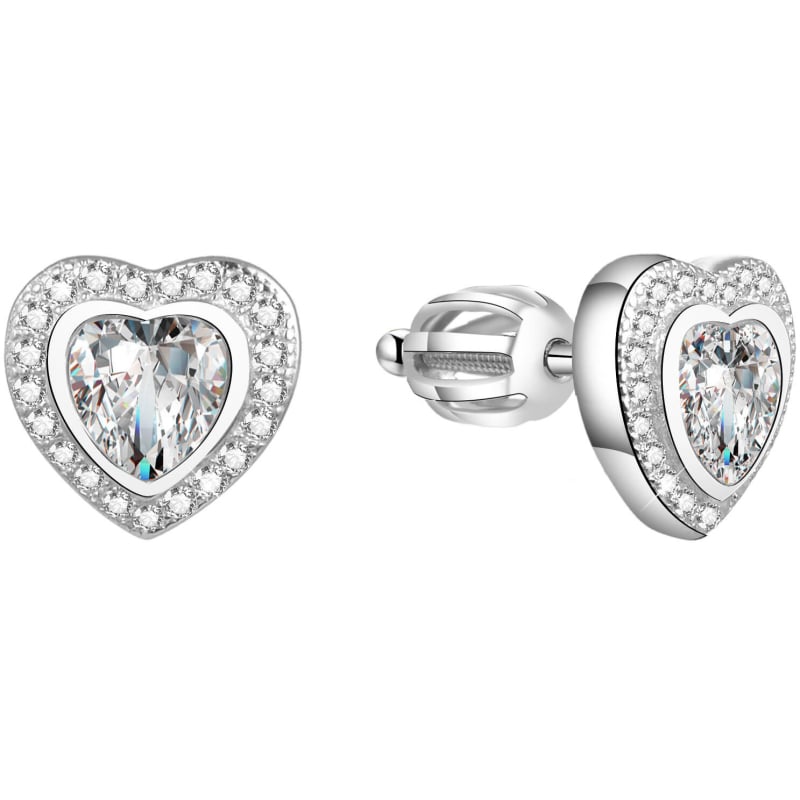 Třpytivé srdíčkové náušnice AGUP1498S Beneto
