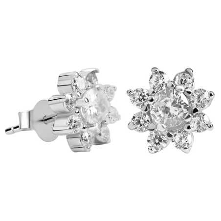 Stříbrné náušnice kytičky pomněnky AGUP1170 Beneto