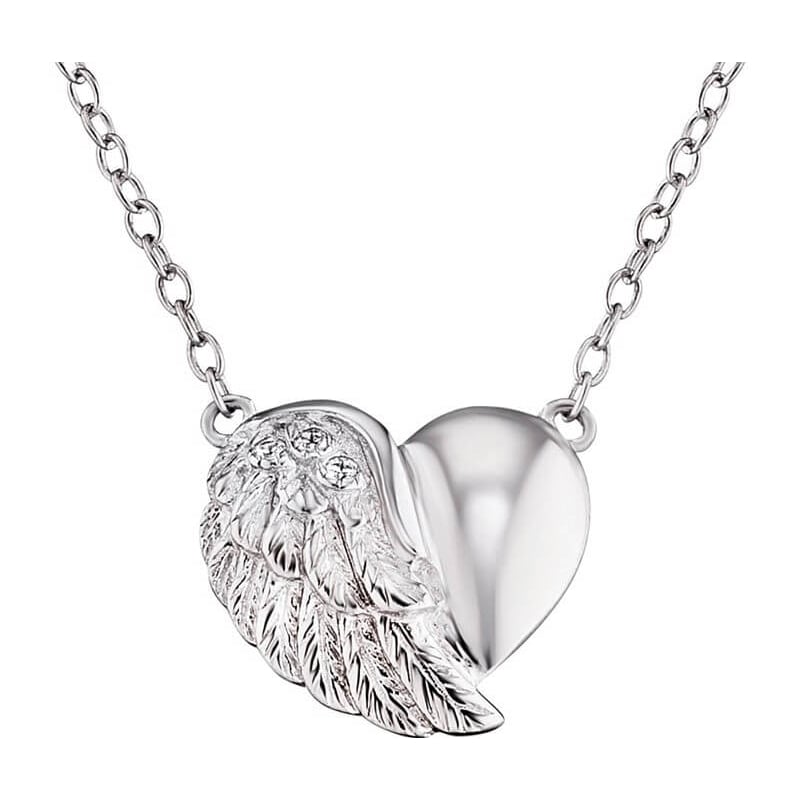 Stříbrný náhrdelník Srdce s křídlem a zirkony ERN-LILHEARTWIN Engelsrufer Stříbrný náhrdelník Srdce s křídlem a zirkony ERN-LILHEARTWIN Engelsrufer