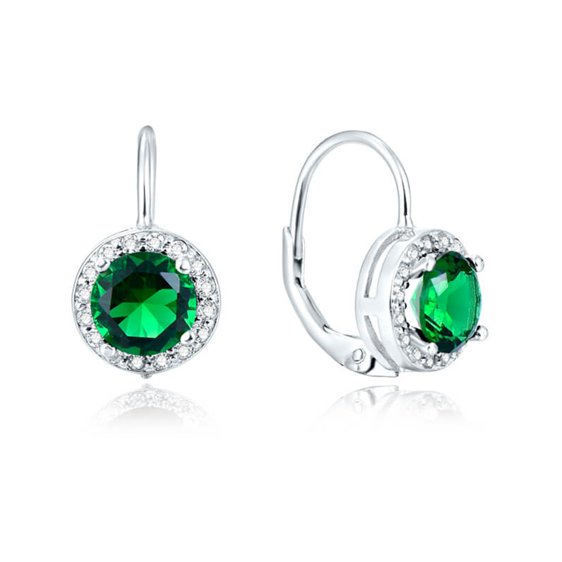 Stříbrné náušnice se zelenými krystaly AGUC1157 Beneto Stříbrné náušnice se zelenými krystaly AGUC1157 Beneto