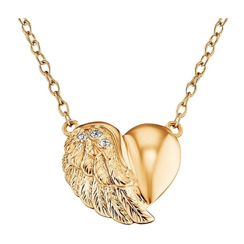 Pozlacený stříbrný náhrdelník Srdce s křídlem a zirkony ERN-LILHW-G Engelsrufer Pozlacený stříbrný náhrdelník Srdce s křídlem a zirkony ERN-LILHW-G Engelsrufer
