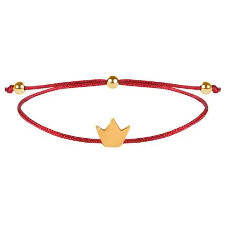 Šňůrkový náramek Korunka červená/zlatá Troli
