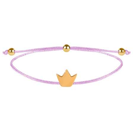Šňůrkový náramek Korunka růžová/zlatá Troli