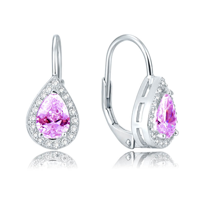 Stříbrné náušnice s růžovým krystalem AGUC1162 Beneto Stříbrné náušnice s růžovým krystalem AGUC1162 Beneto