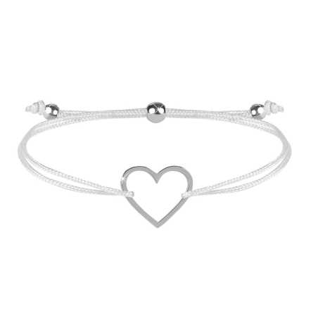 Šňůrkový náramek se srdíčkem bílá/ocelová Troli