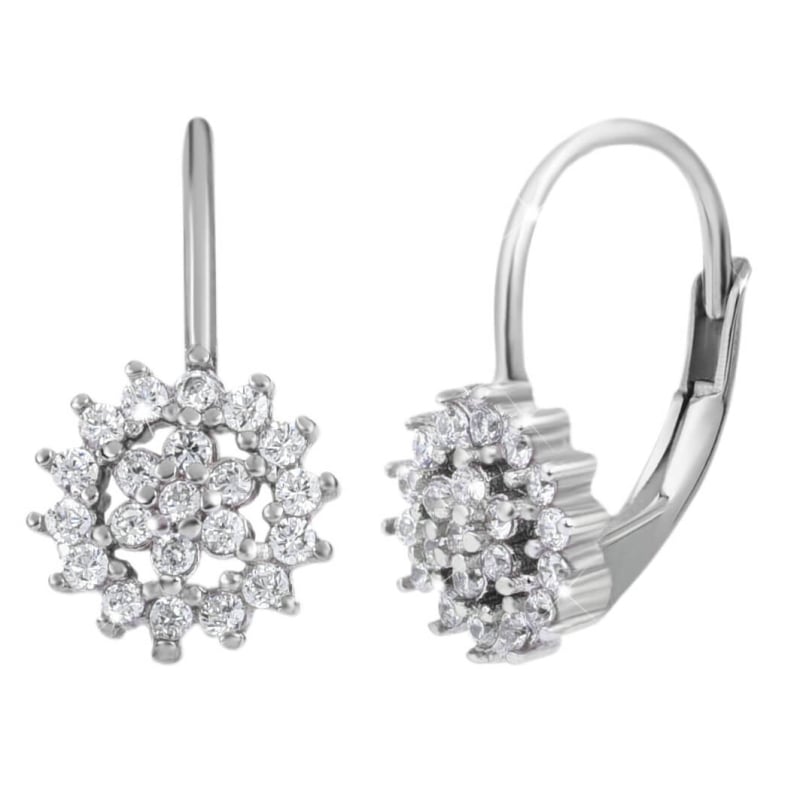 Stříbrné náušnice bílá kytička 11217.1 Evolution Group Stříbrné náušnice bílá kytička 11217.1 Evolution Group