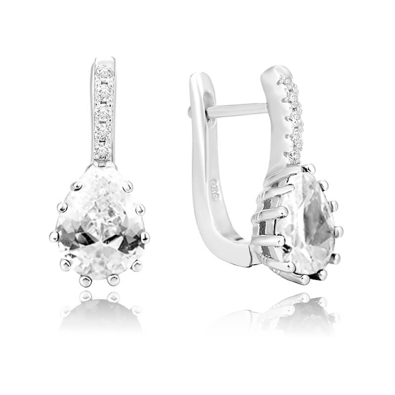 Stříbrné náušnice s čirým krystalem AGU1196 Beneto Stříbrné náušnice s čirým krystalem AGU1196 Beneto