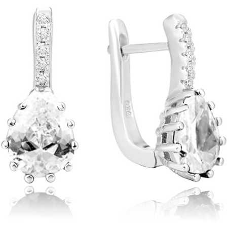 Stříbrné náušnice s čirým krystalem AGU1196 Beneto