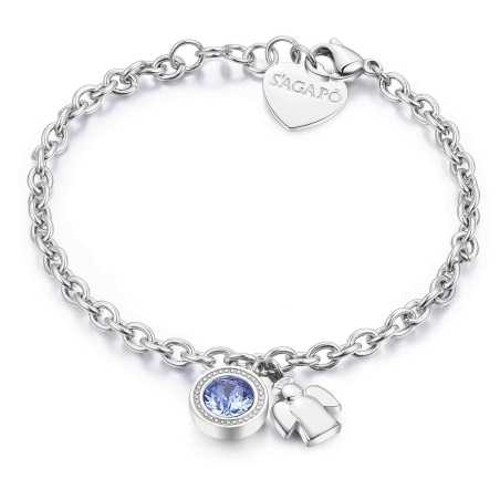 Ocelový náramek s krystalem a andílkem Lucky Light SKT13 S Agapo