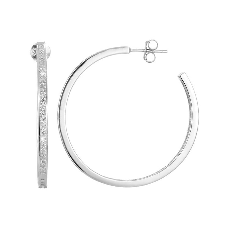 Stříbrné náušnice kruhy s krystaly AGUP1181 Beneto