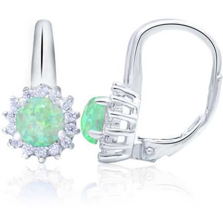 Stříbrné náušnice se syntetickými opály a čirými krystaly AGUC1206 Beneto