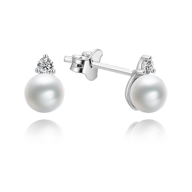 Stříbrné náušnice pecky s pravými perlami AGUP1195 Beneto