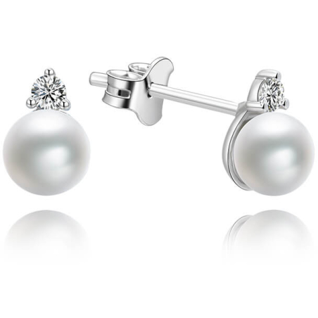 Stříbrné náušnice pecky s pravými perlami AGUP1195 Beneto