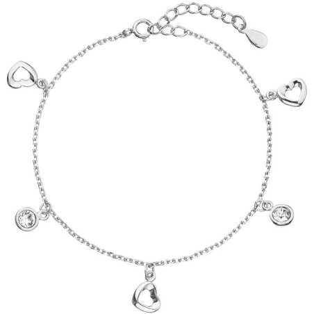 Stříbrný náramek se Swarovski krystaly bílé srdce 33110.1 Evolution Group